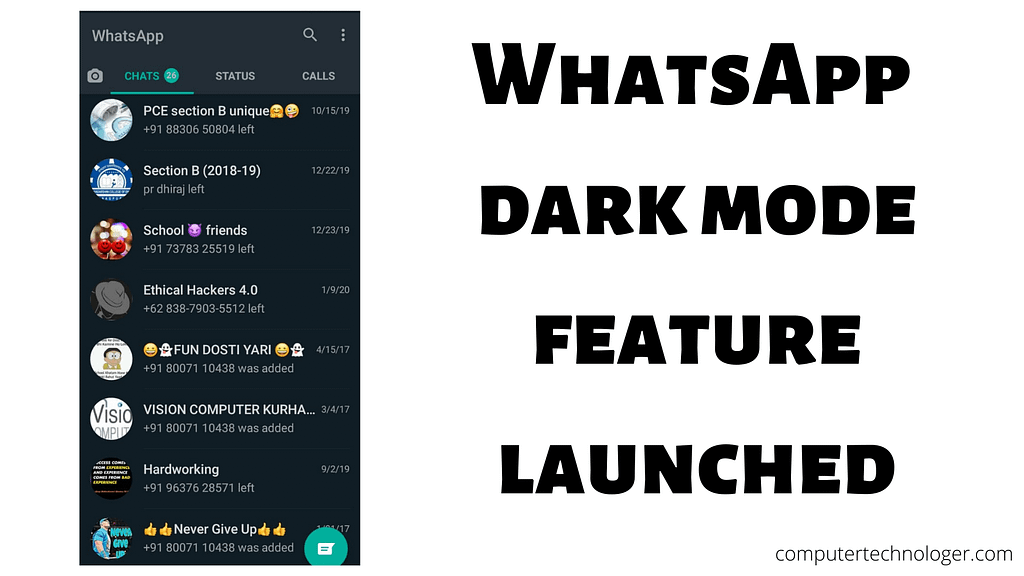 WhatsApp dark mode feature launched