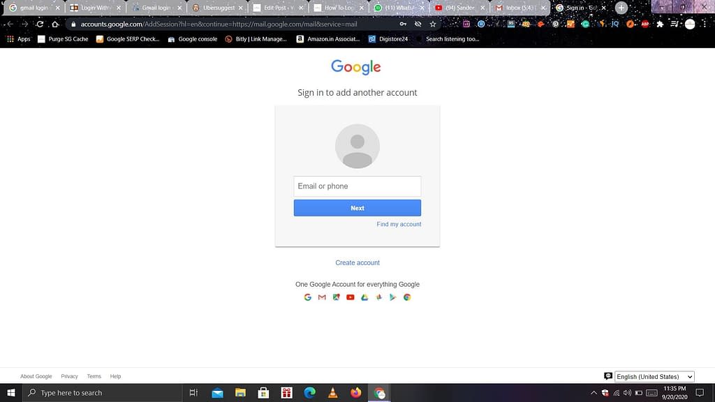 Gmail login with different user
