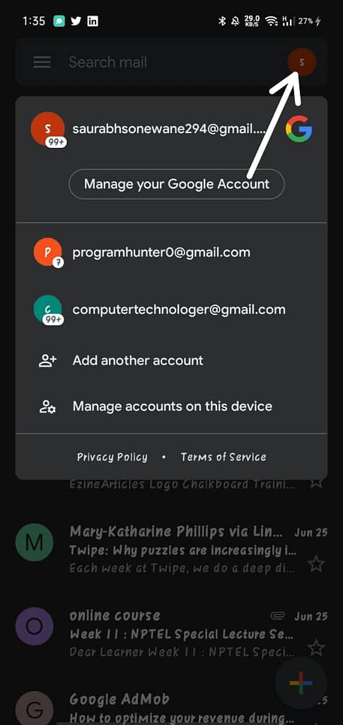 gmail login different user