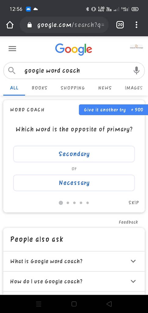 Google Word Coach game