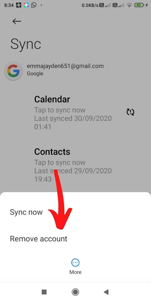 how to remove Gmail account from Redmi